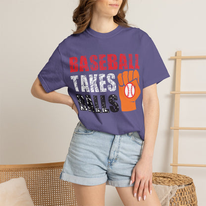 Baseball Takes Ball Defensive Prowess Tee Fielding Excellence Outfield Expertise Unisex Heavy Cotton T-Shirt
