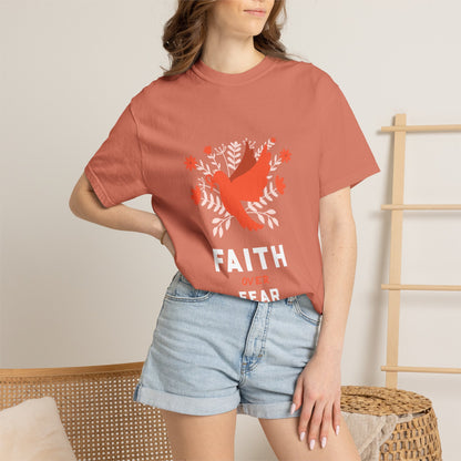 Faith Over Fear Stop Wishing Start Doing Action Goal Setting Modern Tee Achievement Self-Improvement Unisex Heavy Cotton T-Shirt