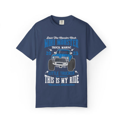 Funny Mini Monster Truck Manic Speed Truck Power Sarcastic Extreme Adventure Four-Wheel Drive Unisex Heavy Cotton T-Shirt