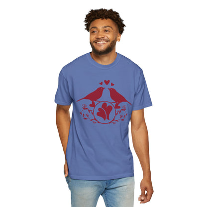 Romantic Love Birds Monogram Boundless Love Affection Lover’s Tee Infinite Bliss Butterfly Kisses Evergreen Romance Unisex Heavy Cotton T-Shirt