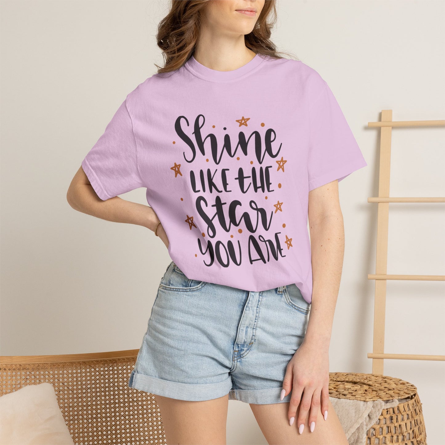 Shine Like A Star You Are Keep Trying Determination Tee Hard Work Success Unstoppable Hustle Fame Unisex Heavy Cotton T-Shirt