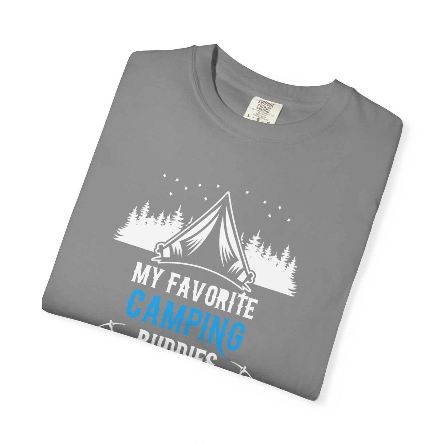 Funny My Favorite Camping Buddies Call Me Dad Sarcastic Adventure Mountains Hiking Stars Unisex Heavy Cotton T-Shirt