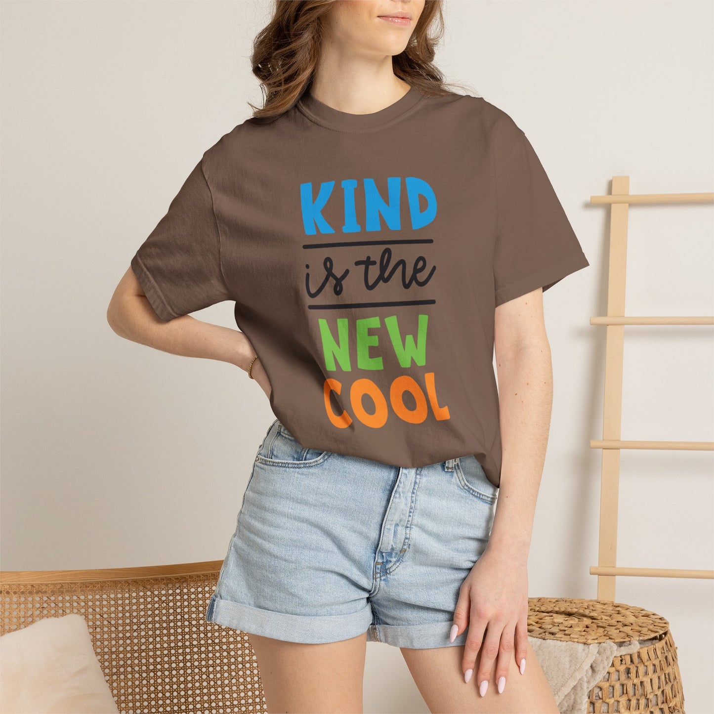 Kind Is The New Cool Positive Affirmation Tee Heartfelt Advice Inspirational Words Unisex Heavy Cotton T-Shirt