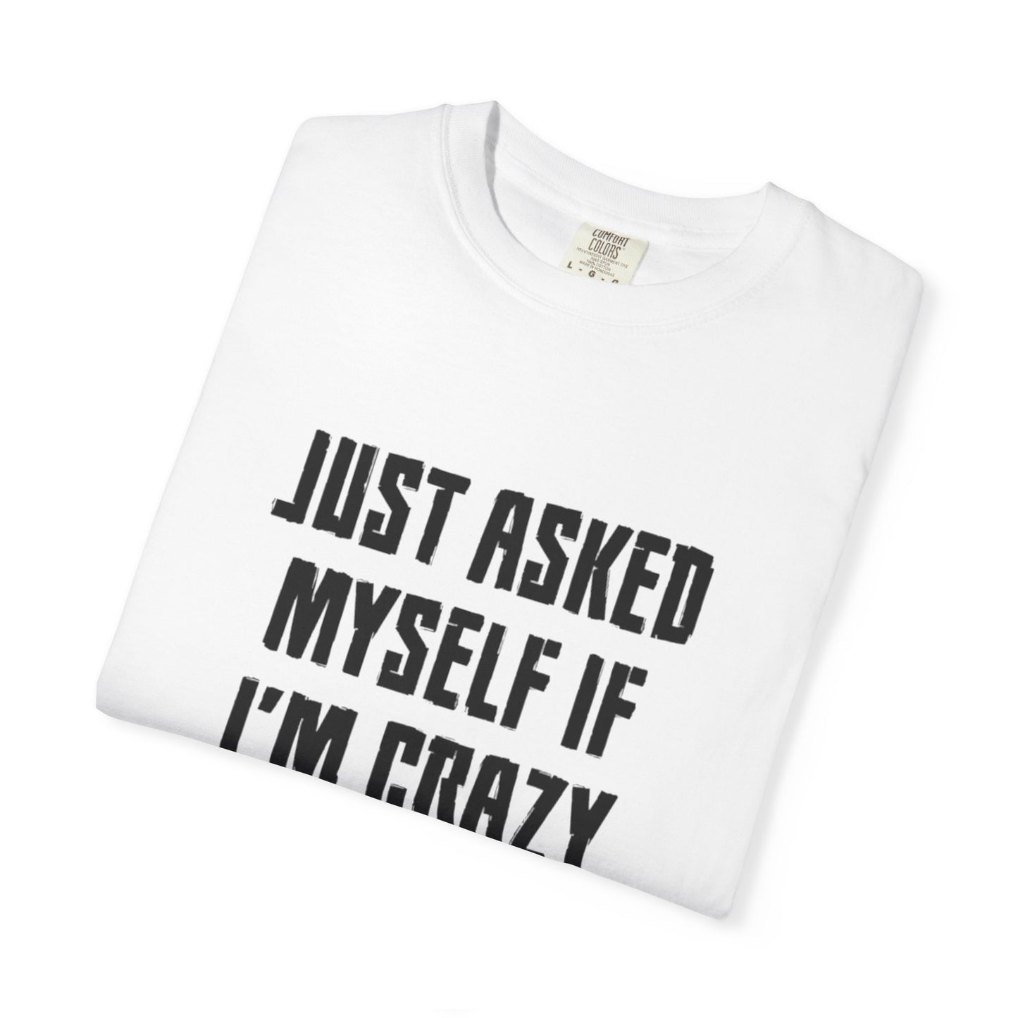 Just Asked Myself If I’M Crazy We Said No Funny Tee Self-Doubt Humourous Mental Stability Sarcastic Unisex Heavy Cotton T-Shirt