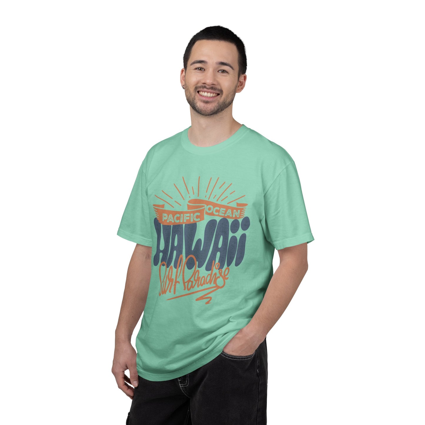 Enjoyable Pacific Ocean Hawaii Wave Rider Beach Life Sun Sand Sea Seashells Sea Waves Beach Sun Glasses Beach Surfers Unisex Heavy Cotton T-Shirt