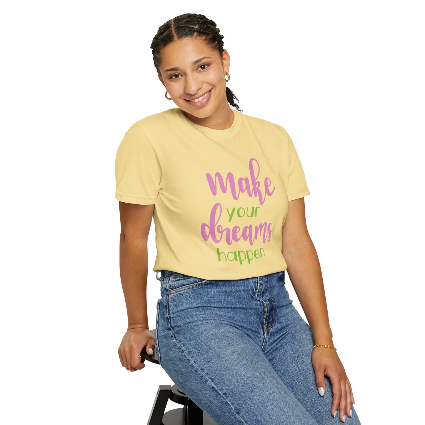 Make Your Dreams Happen Stay Positive Work Hard Success Tee Ambition Hustle Focus Unisex Heavy Cotton T-Shirt