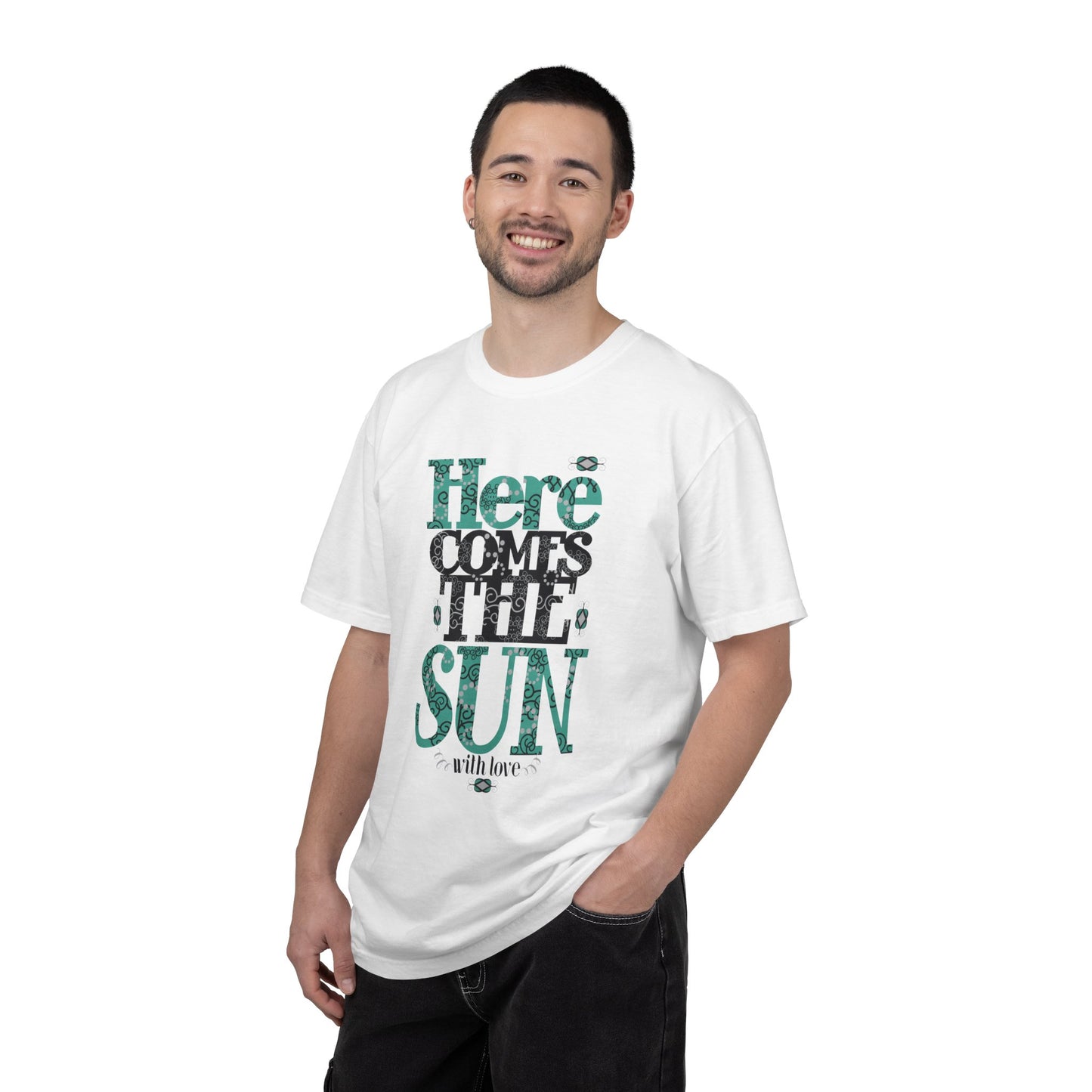 Here Comes The Sun Sunrise Beach Days Heartwarming Lovely Trendy Tee Adorable Warm Weather Unisex Heavy Cotton T-Shirt