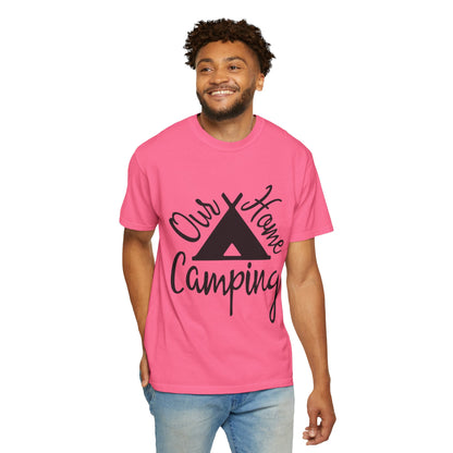 Our Home Camping Freedom Fighter Adventure Lovers Tee Nature Exploration Bonfire Travel Van Unisex Heavy Cotton T-Shirt