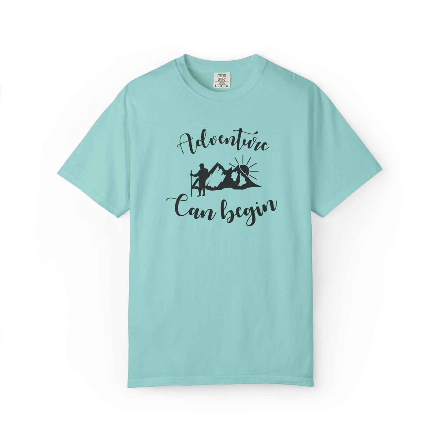 Adventure Can Begin Trendy Tee Enjoyment Mountain Hut Belays Ropes Fun Activities Exploring Unisex Heavy Cotton T-Shirt