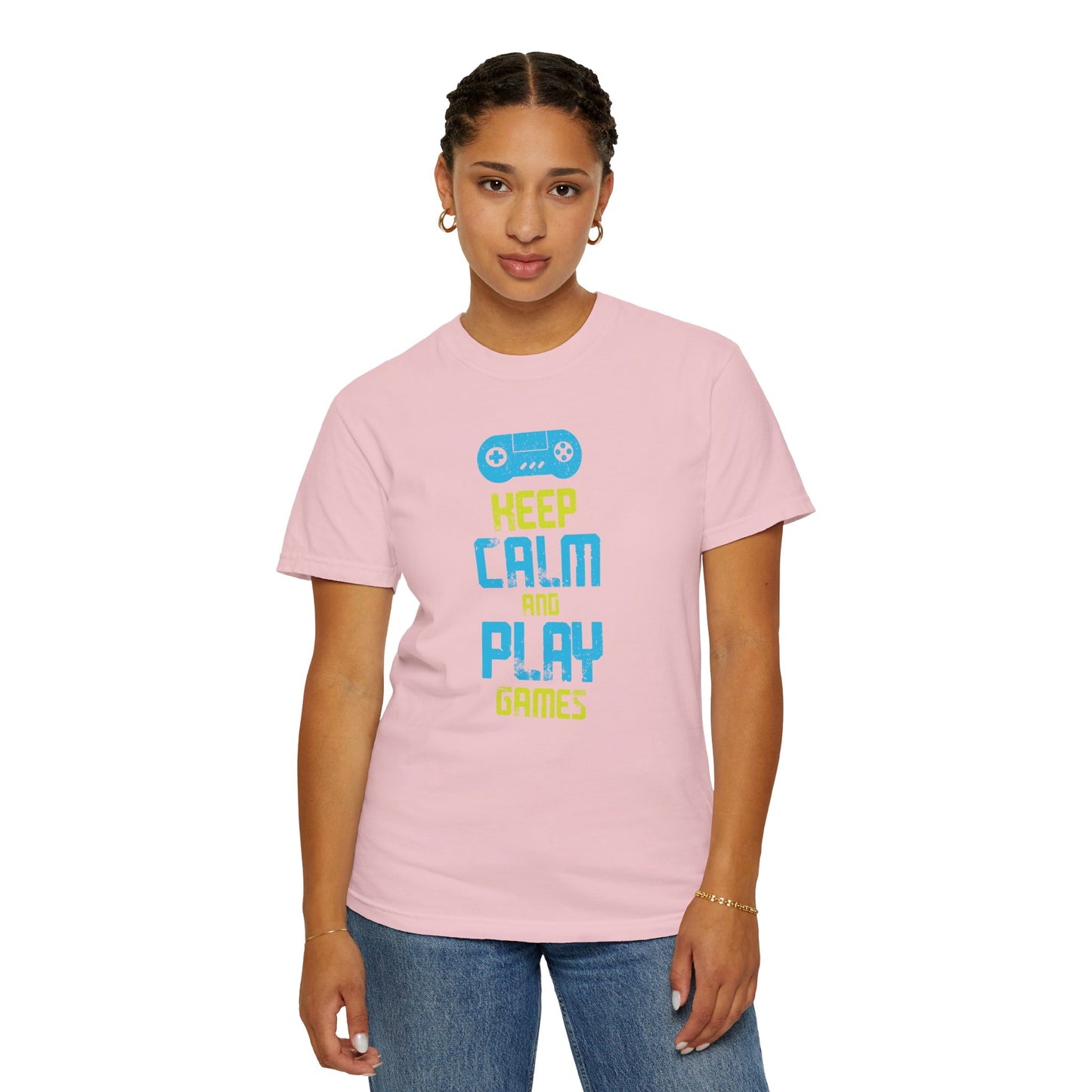 Funny Keep Calm And Play Games Pro Gamer Skills Gaming Mindset Sarcastic Gameplay Optimization Unisex Heavy Cotton T-Shirt