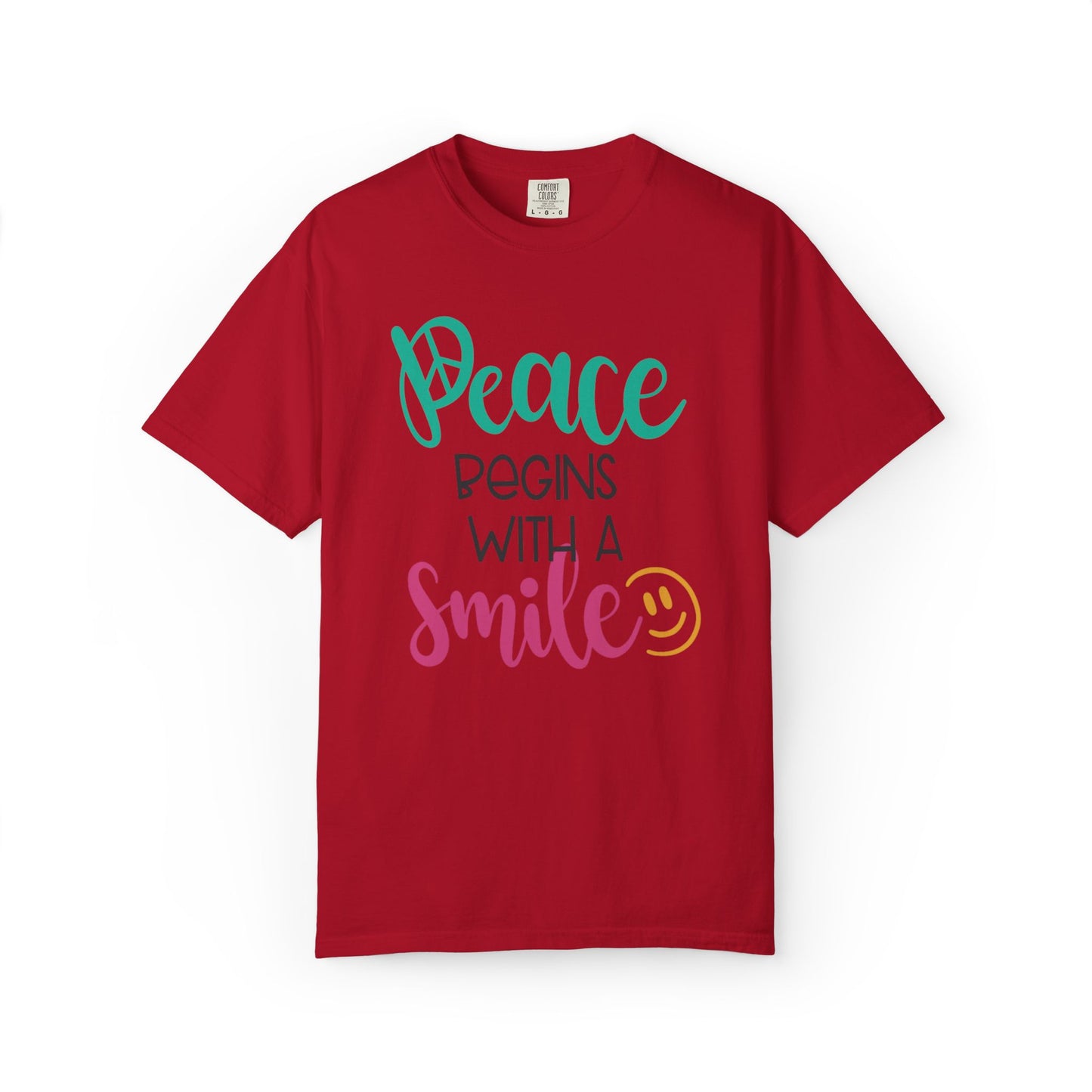 Peace Begins With A Smile Kindness Heartfelt Compliments Tee Thoughtful Gestures Love-Inspiration Unisex Heavy Cotton T-Shirt