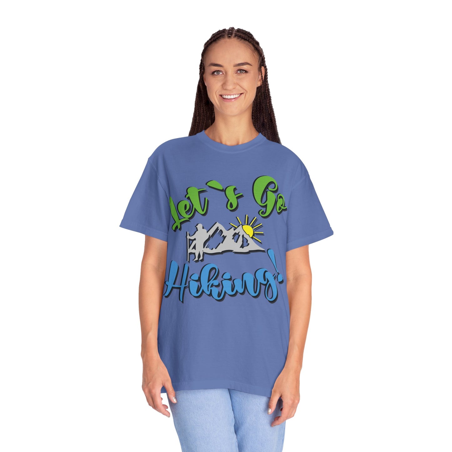 Let’s Go Hiking! Trendy Tee Adventure Mountain Hut Fun Activities Unisex Heavy Cotton T-Shirt