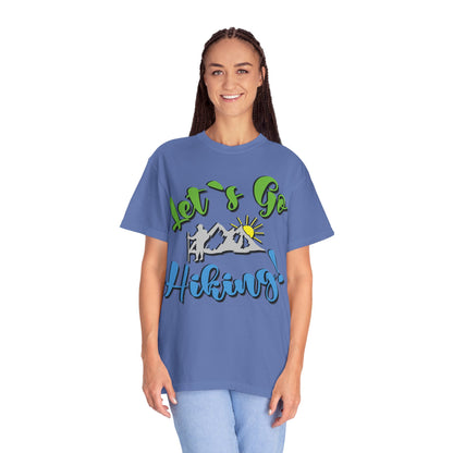 Let’s Go Hiking! Trendy Tee Adventure Mountain Hut Fun Activities Unisex Heavy Cotton T-Shirt