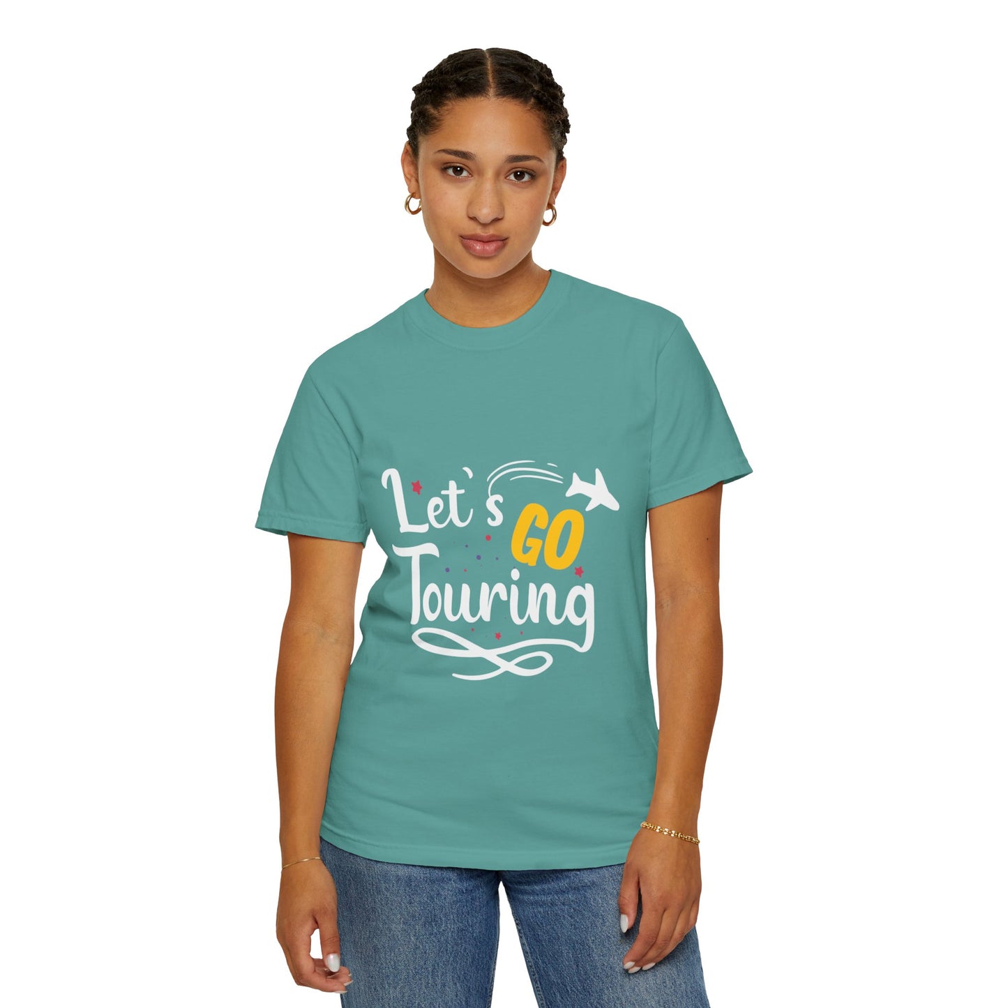 Let’s Go Touring Trendy Tee Travel Addict Exploring Adventurous Tour Lover Tourist Journey Unisex Heavy Cotton T-Shirt