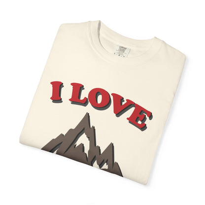 I Love Hiking Trendy Tee Adventure Mountain Hut Belays Ropes Fun Activities Unisex Heavy Cotton T-Shirt