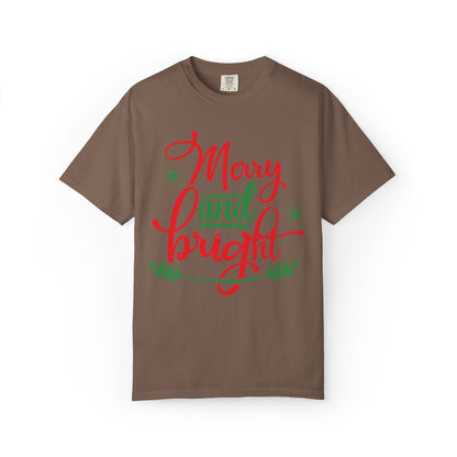 Cheerful Merry & Bright Joyful Christmas Time Christmas Lights Merry Christmas Jesus Birth Unisex Heavy Cotton T-Shirt