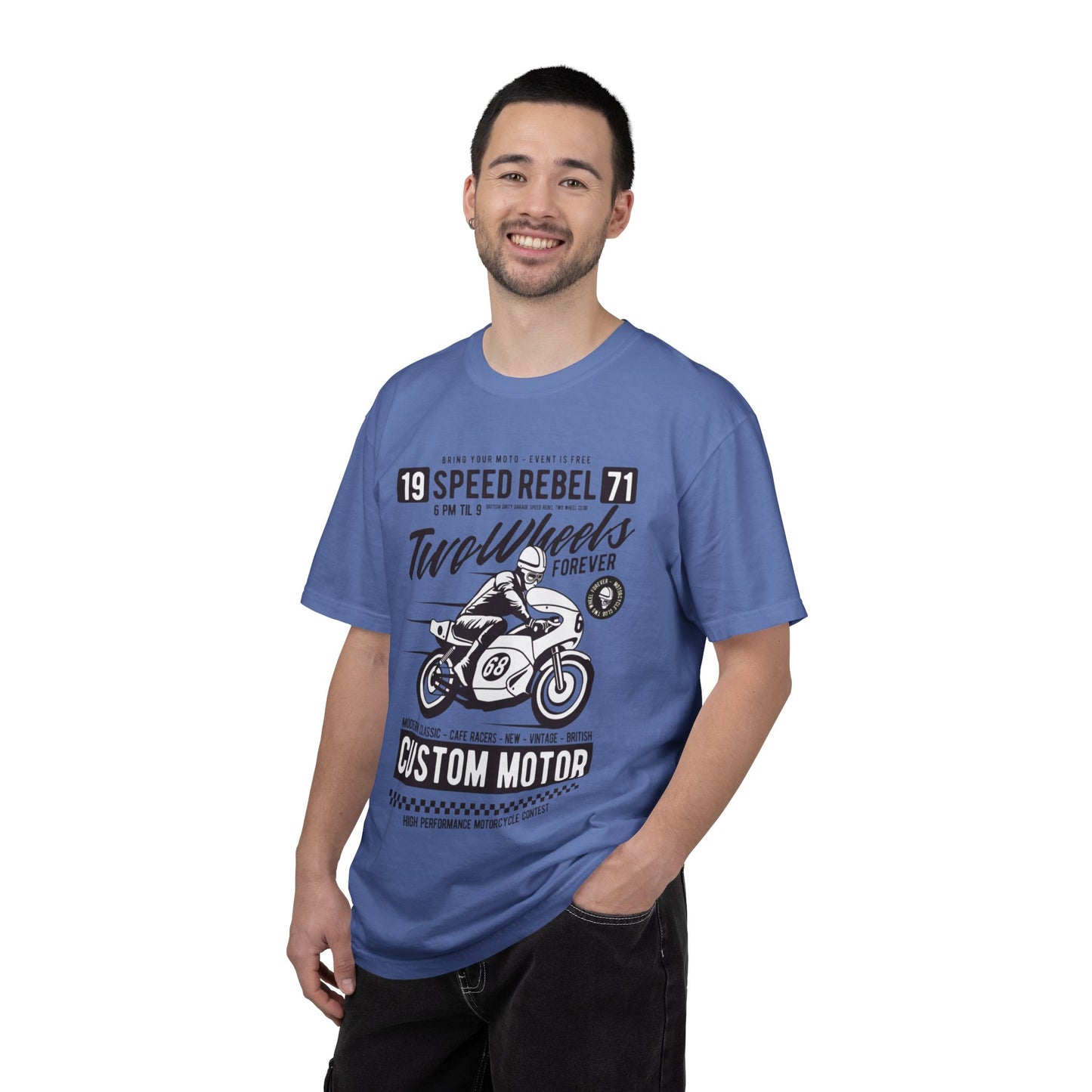 Speed Rebel Two Wheels Custom Engine Club Motorbike Lovers Trendy Tee High-speed Rider Adventure Racer Unisex Heavy Cotton T-Shirt