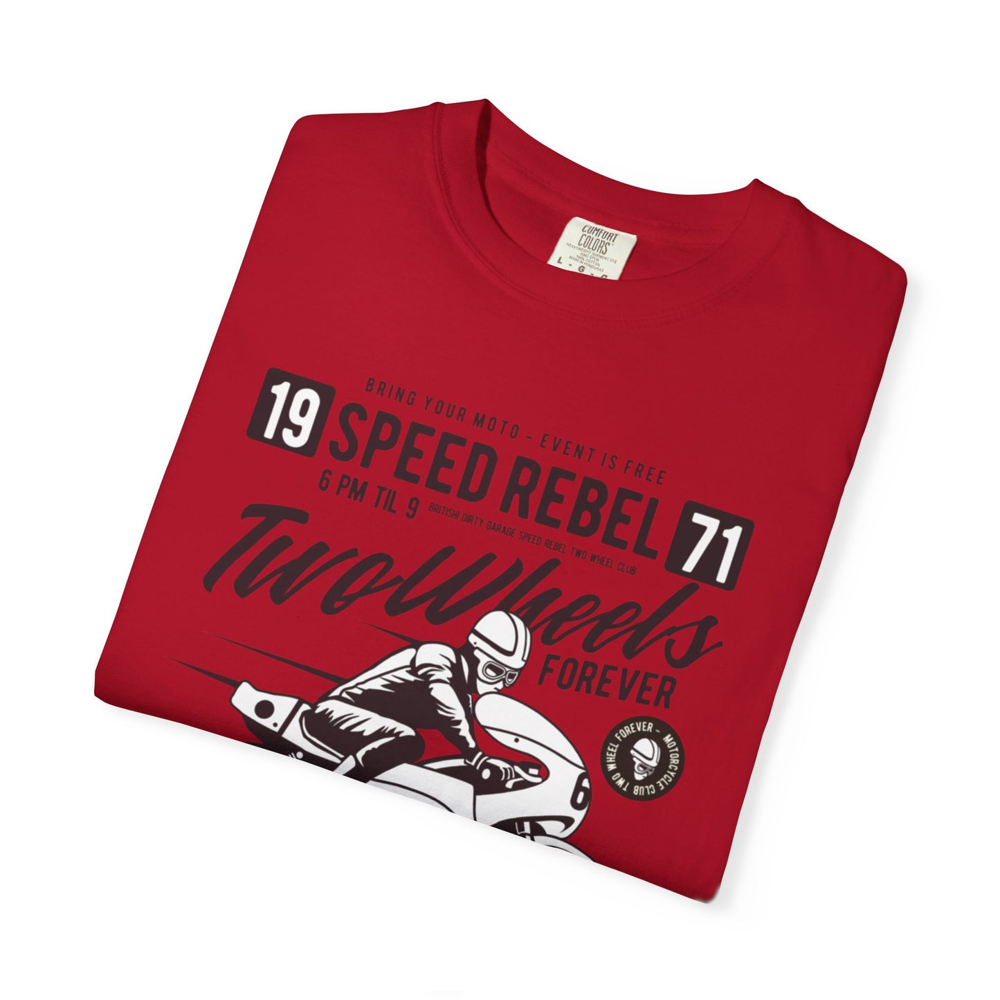Speed Rebel Two Wheels Custom Engine Club Motorbike Lovers Trendy Tee High-speed Rider Adventure Racer Unisex Heavy Cotton T-Shirt