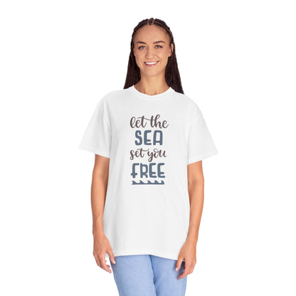 Let The Sea Set You Free Summer Tee Sunshine Days Ice Cream Camping Beachcombing Unisex Heavy Cotton T-Shirt