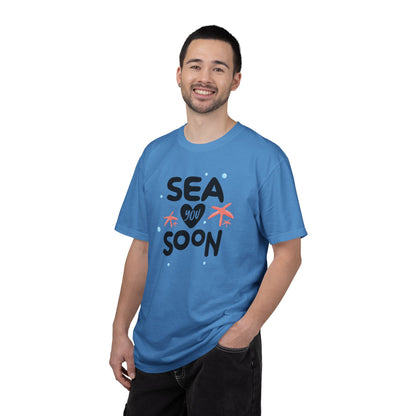 Sea You Soon Sarcastic Tee Ocean Wordplay Seaside Lover Summer Goodbye Ocean Trip Unisex Heavy Cotton T-Shirt