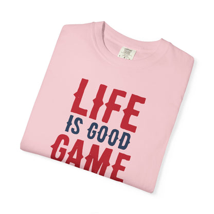 Life Is Good Game On Baseball Player Grand Slam Performers Tee Infield Magicians Batting Champions Unisex Heavy Cotton T-Shirt