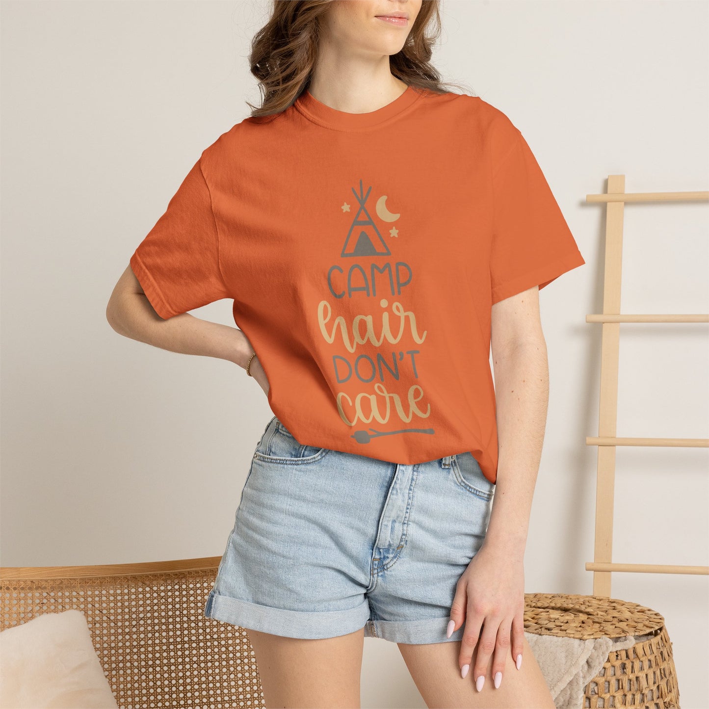 Camp Hair Don’t Care Adventure Mountain Tee Fun Activities Unisex Heavy Cotton T-Shirt