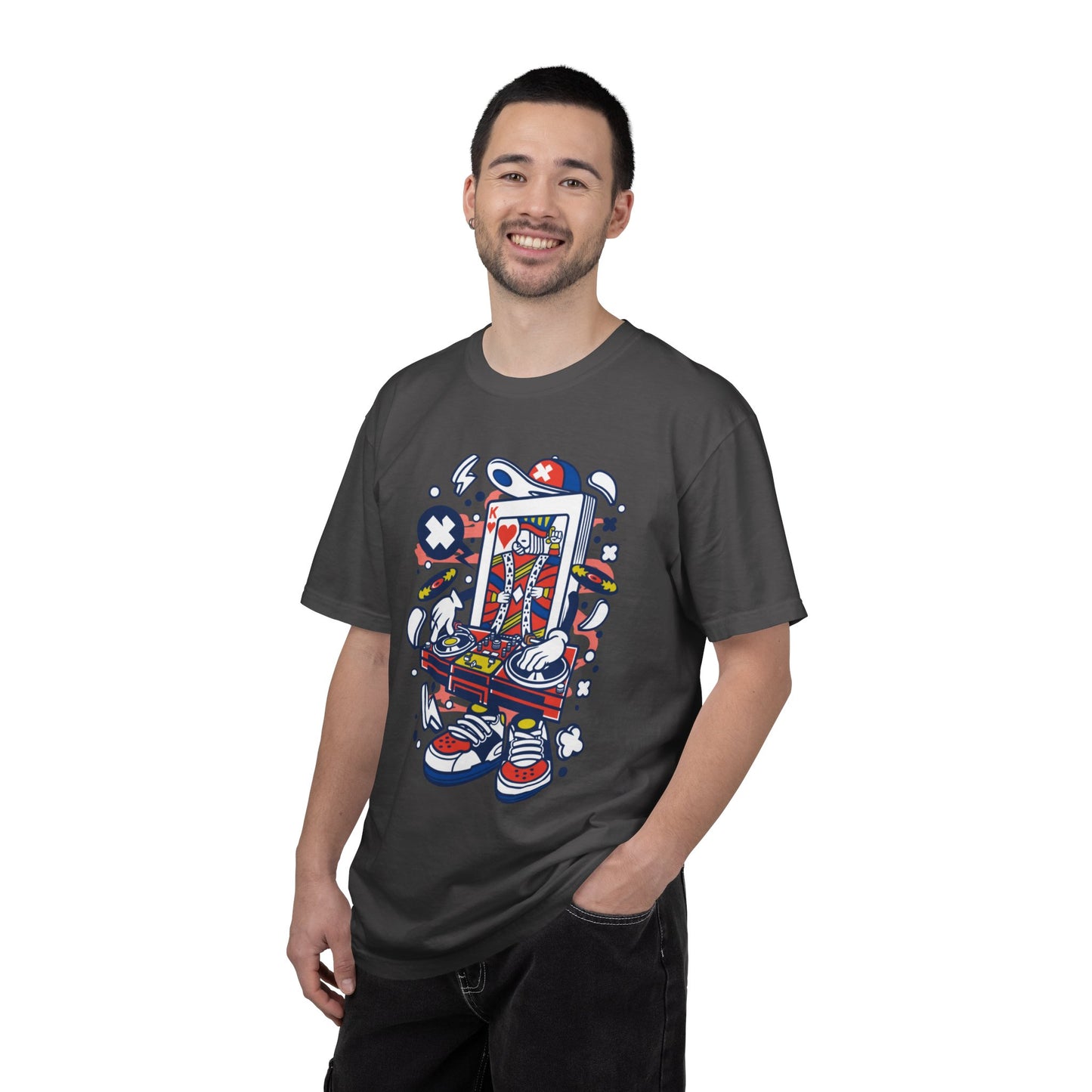 Dj King Play Card Hip Hop Vibes Trends Pop Visuals Tee Remixes Music Producer Unisex Heavy Cotton T-Shirt