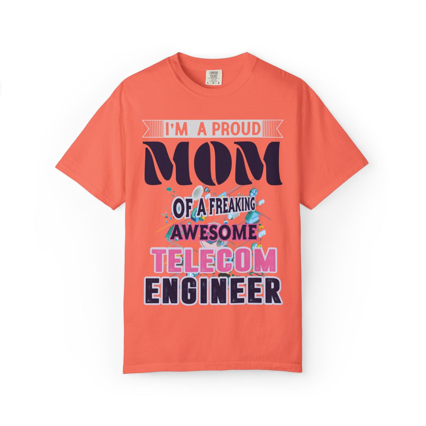 Proud Mom Telecom Engineer Mobile Technology Signal Processing Digital Communication Radio Frequencies Unisex Heavy Cotton T-Shirt