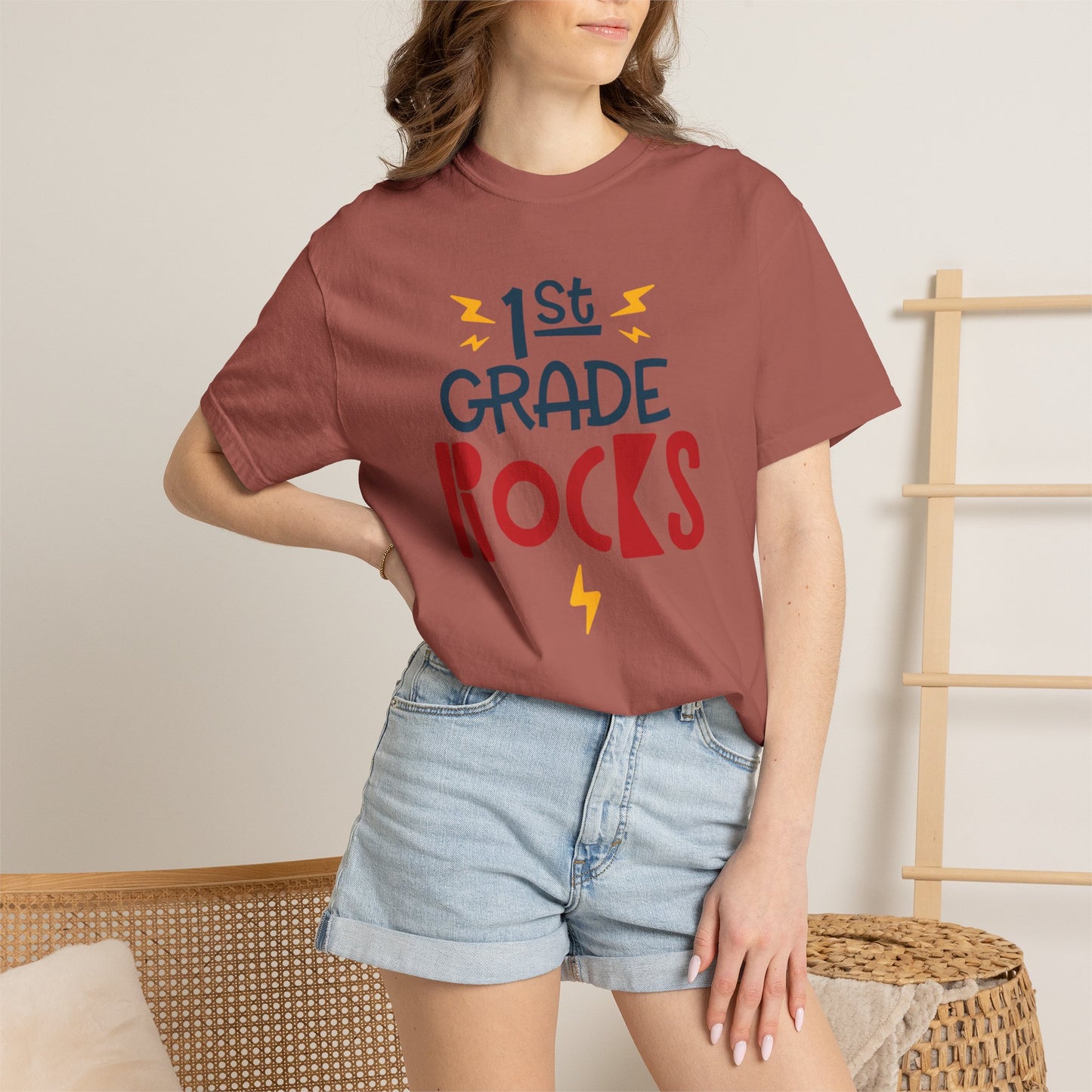 Funny 1st Grade Romeo Learning Legend Super Scholar Junior Geniuses Science Star Student’s Day Unisex Heavy Cotton T-Shirt