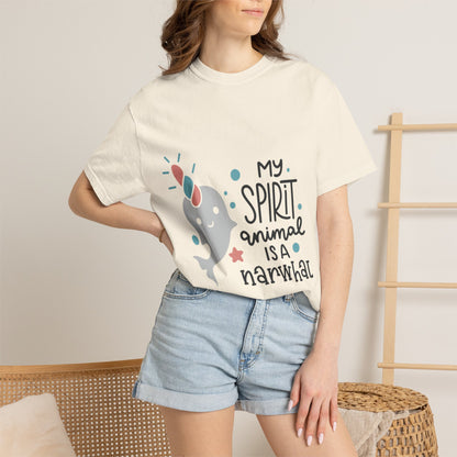 My Spirit Animal Is a Narwhal Unicorn Of The Sea Tusk Tee Inuit Culture Migration Unisex Heavy Cotton T-Shirt