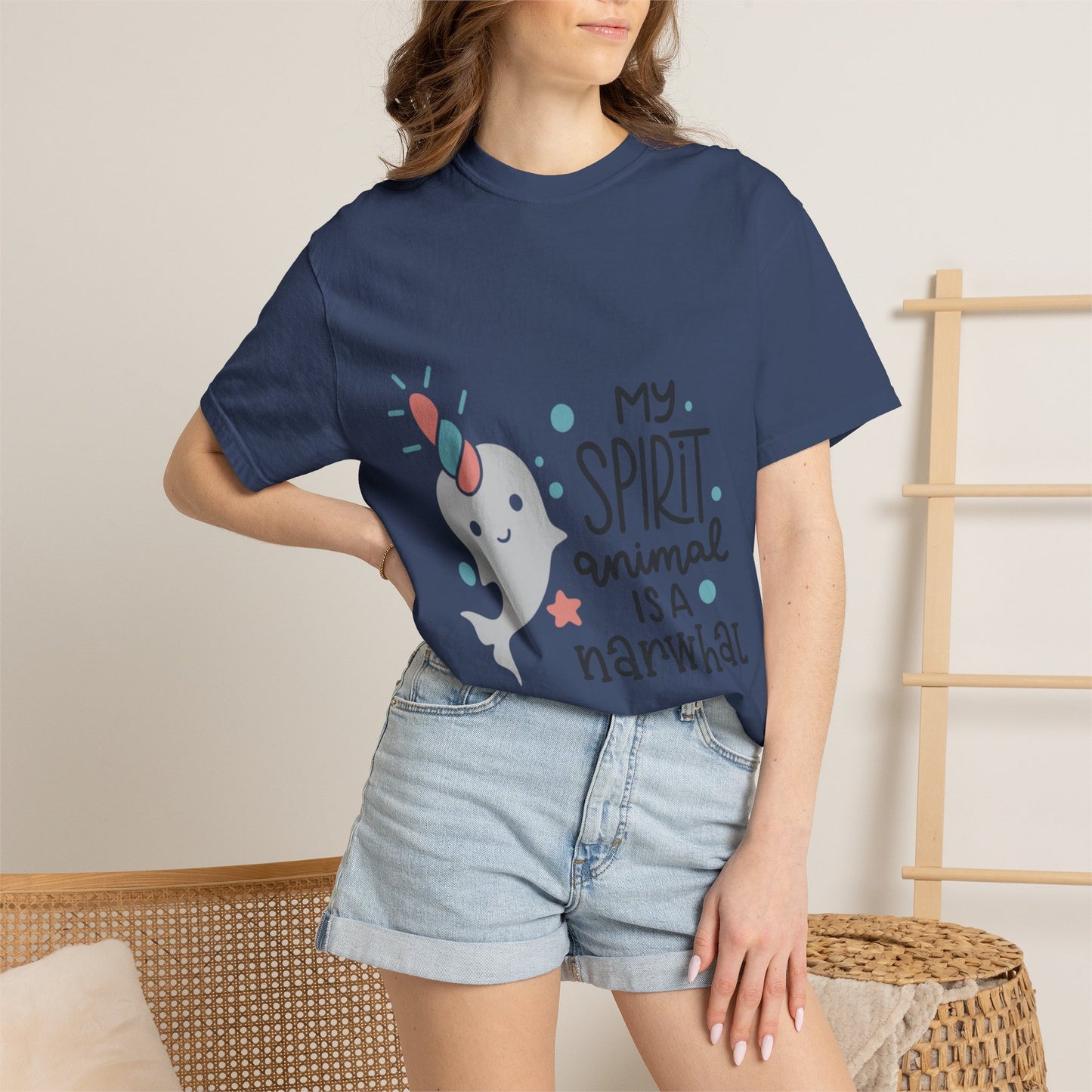 My Spirit Animal Is a Narwhal Unicorn Of The Sea Tusk Tee Inuit Culture Migration Unisex Heavy Cotton T-Shirt