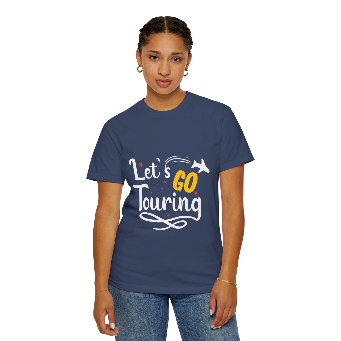 Let’s Go Touring Trendy Tee Travel Addict Exploring Adventurous Tour Lover Tourist Journey Unisex Heavy Cotton T-Shirt