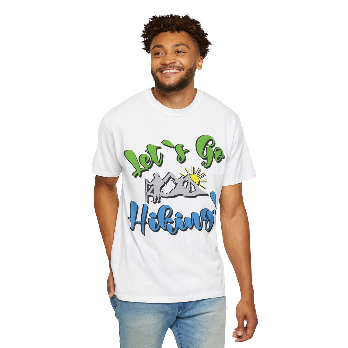 Let’s Go Hiking! Trendy Tee Adventure Mountain Hut Fun Activities Unisex Heavy Cotton T-Shirt