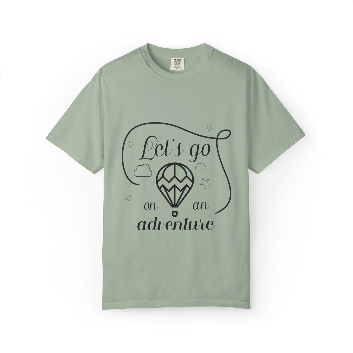 Let’s Go On An Adventure Nature Exploration Bonfire Travel Lovers Tee Freedom Hot Air Balloon Unisex Heavy Cotton T-Shirt