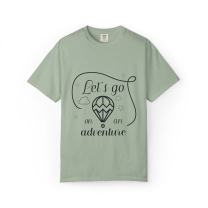 Let’s Go On An Adventure Nature Exploration Bonfire Travel Lovers Tee Freedom Hot Air Balloon Unisex Heavy Cotton T-Shirt
