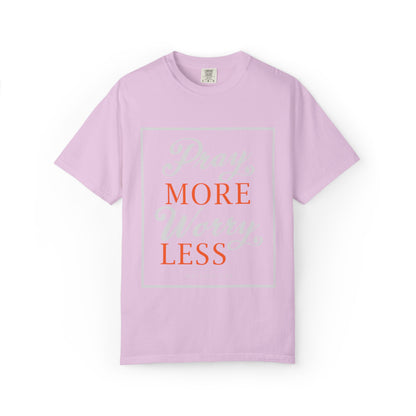 Pray More Worry Less Heavenly Feather White God’s Creation Eternity Tee Purest Being Cross Symbol Unisex Heavy Cotton T-Shirt