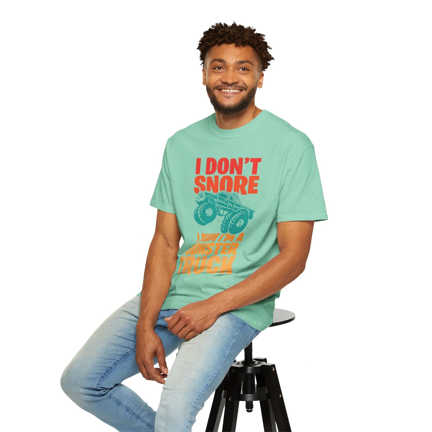 Comic I Don’t Snore I Dream I Am A Monster Truck Heavy-Duty Power Sarcastic Big Wheels Truck Rough & Tough Unisex Heavy Cotton T-Shirt