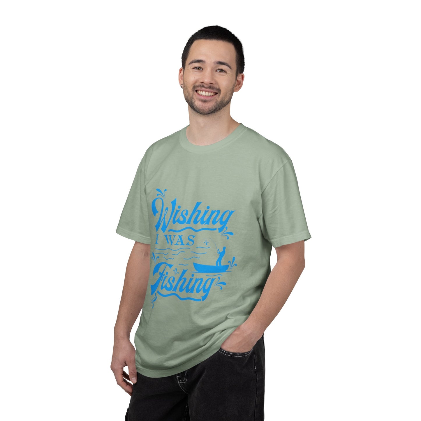 Funny Wishing I Was Fishing Catch and Release Unconditional Love Fishing Boat  Fishing Rod Sarcastic Adventure Unisex Heavy Cotton T-Shirt