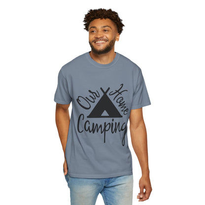 Our Home Camping Freedom Fighter Adventure Lovers Tee Nature Exploration Bonfire Travel Van Unisex Heavy Cotton T-Shirt