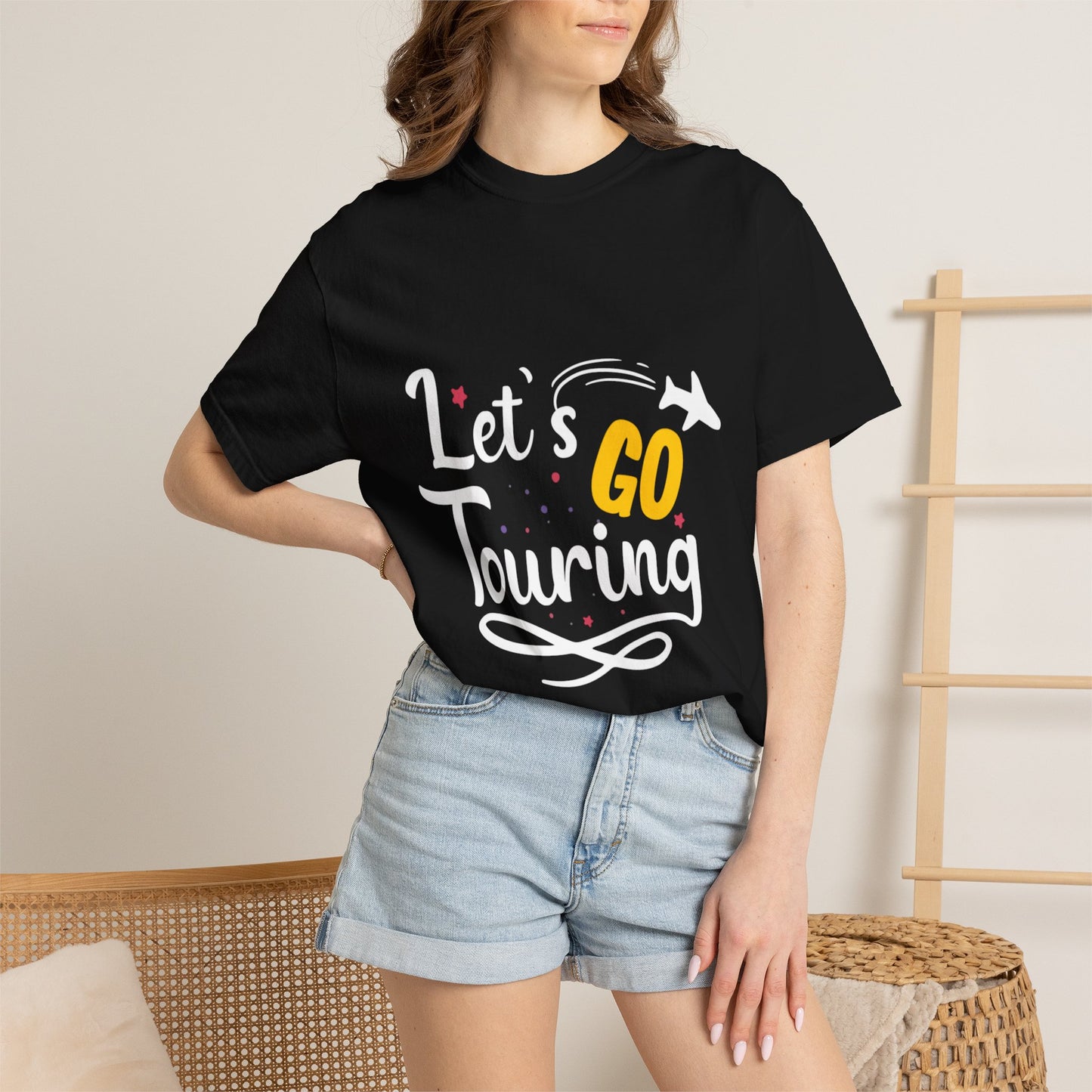 Let’s Go Touring Trendy Tee Travel Addict Exploring Adventurous Tour Lover Tourist Journey Unisex Heavy Cotton T-Shirt