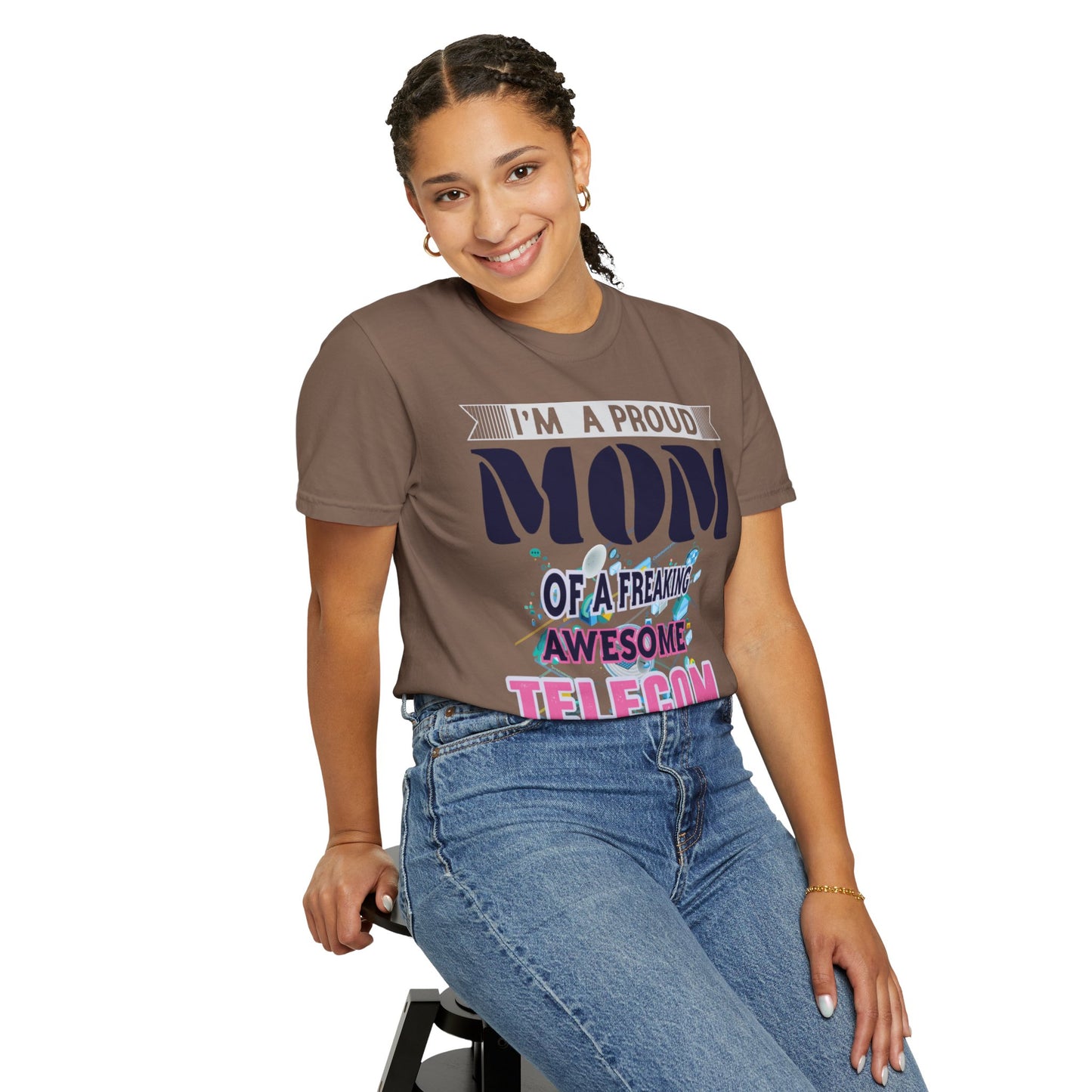 Proud Mom Telecom Engineer Mobile Technology Signal Processing Digital Communication Radio Frequencies Unisex Heavy Cotton T-Shirt