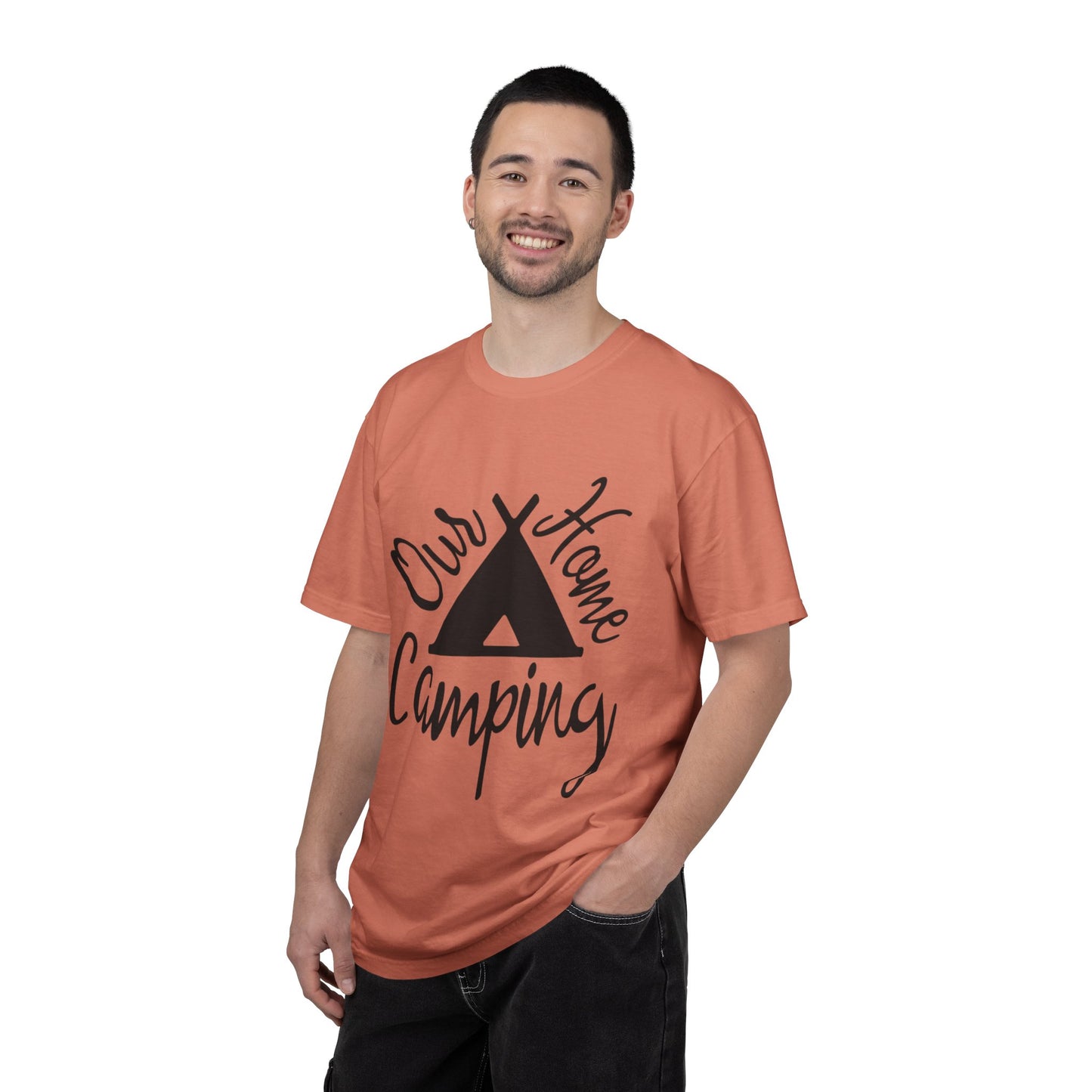 Our Home Camping Freedom Fighter Adventure Lovers Tee Nature Exploration Bonfire Travel Van Unisex Heavy Cotton T-Shirt