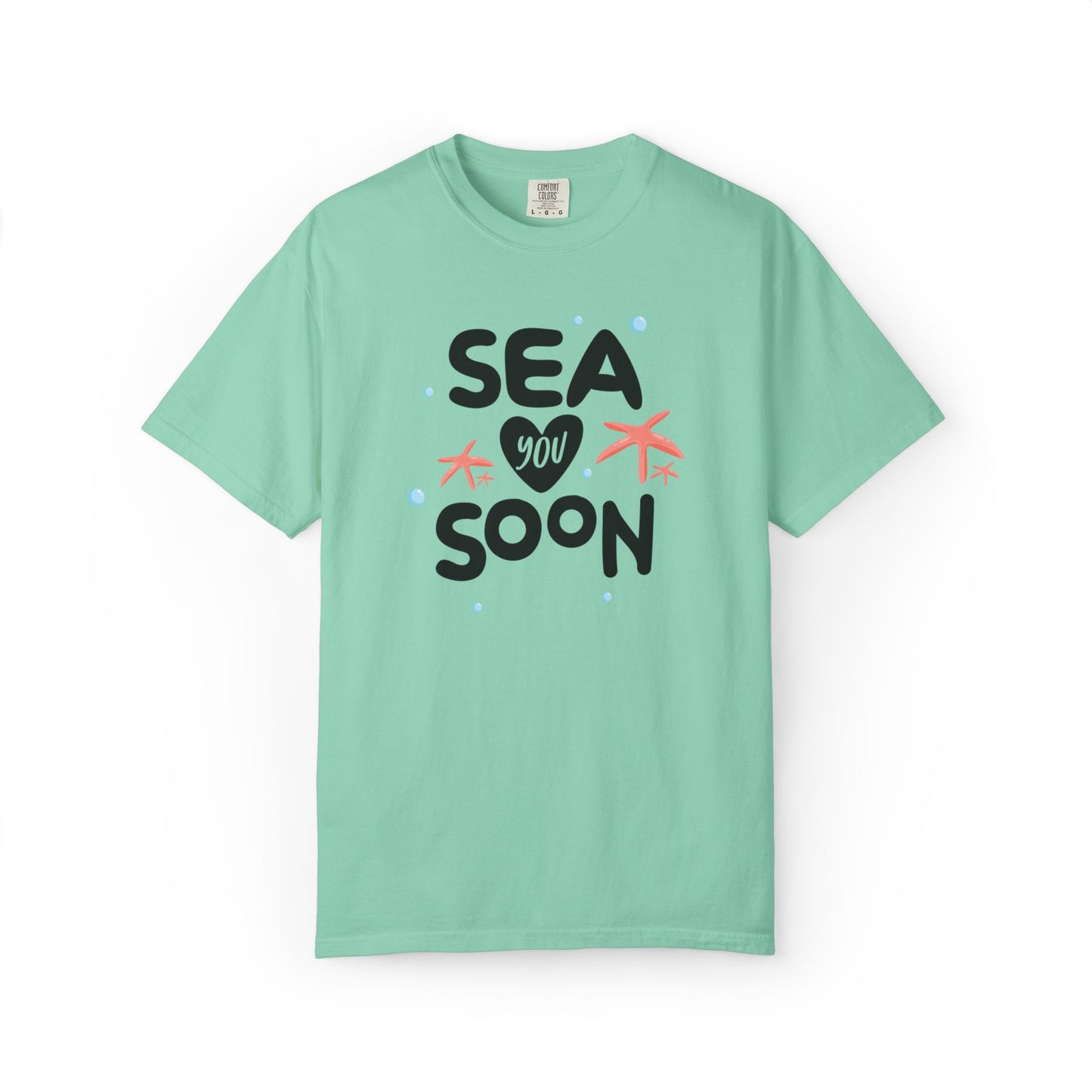 Sea You Soon Sarcastic Tee Ocean Wordplay Seaside Lover Summer Goodbye Ocean Trip Unisex Heavy Cotton T-Shirt