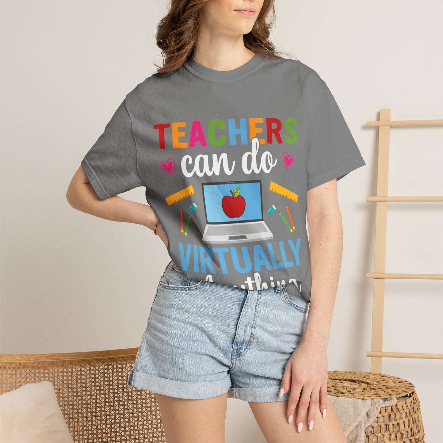 Inspirational Teacher Can Do Virtually Anything Enlightenment Bridge Builder Lifelong Mission Unisex Heavy Cotton T-Shirt