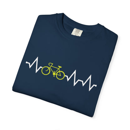 Funny Cycle Heart Beat Cycle Enthusiasm Pedal power Sarcastic Two Wheeled Adventures Unisex Heavy Cotton T-Shirt