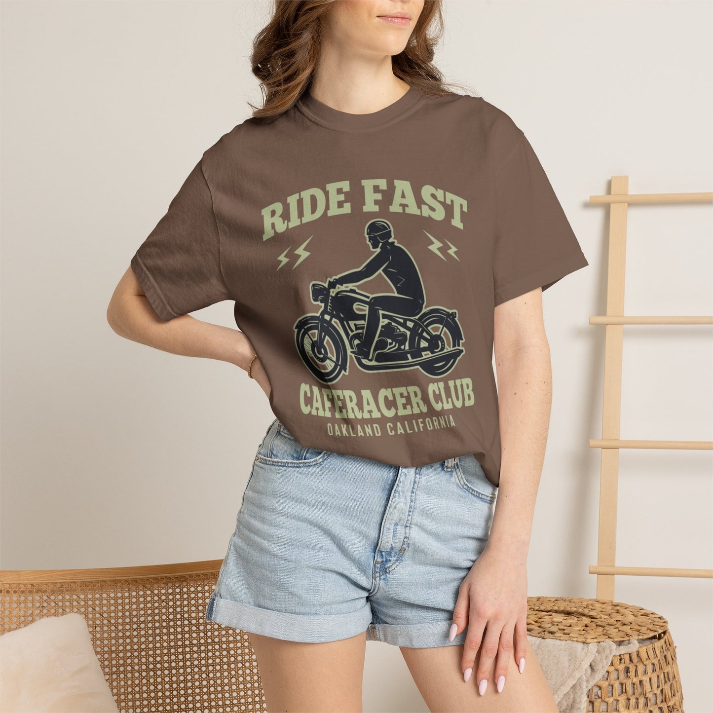 Thriller Ride Fast Caferacer Motorcycle Club Bike Lovers High-speed Adventure Bike Unisex Heavy Cotton T-Shirt