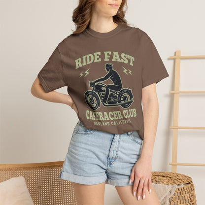 Thriller Ride Fast Caferacer Motorcycle Club Bike Lovers High-speed Adventure Bike Unisex Heavy Cotton T-Shirt