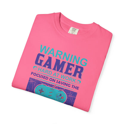 Funny Warning Gamer Do Not Disturb Digital Protector Virtual Heroism Sarcastic Battle Against Evil Unisex Heavy Cotton T-Shirt