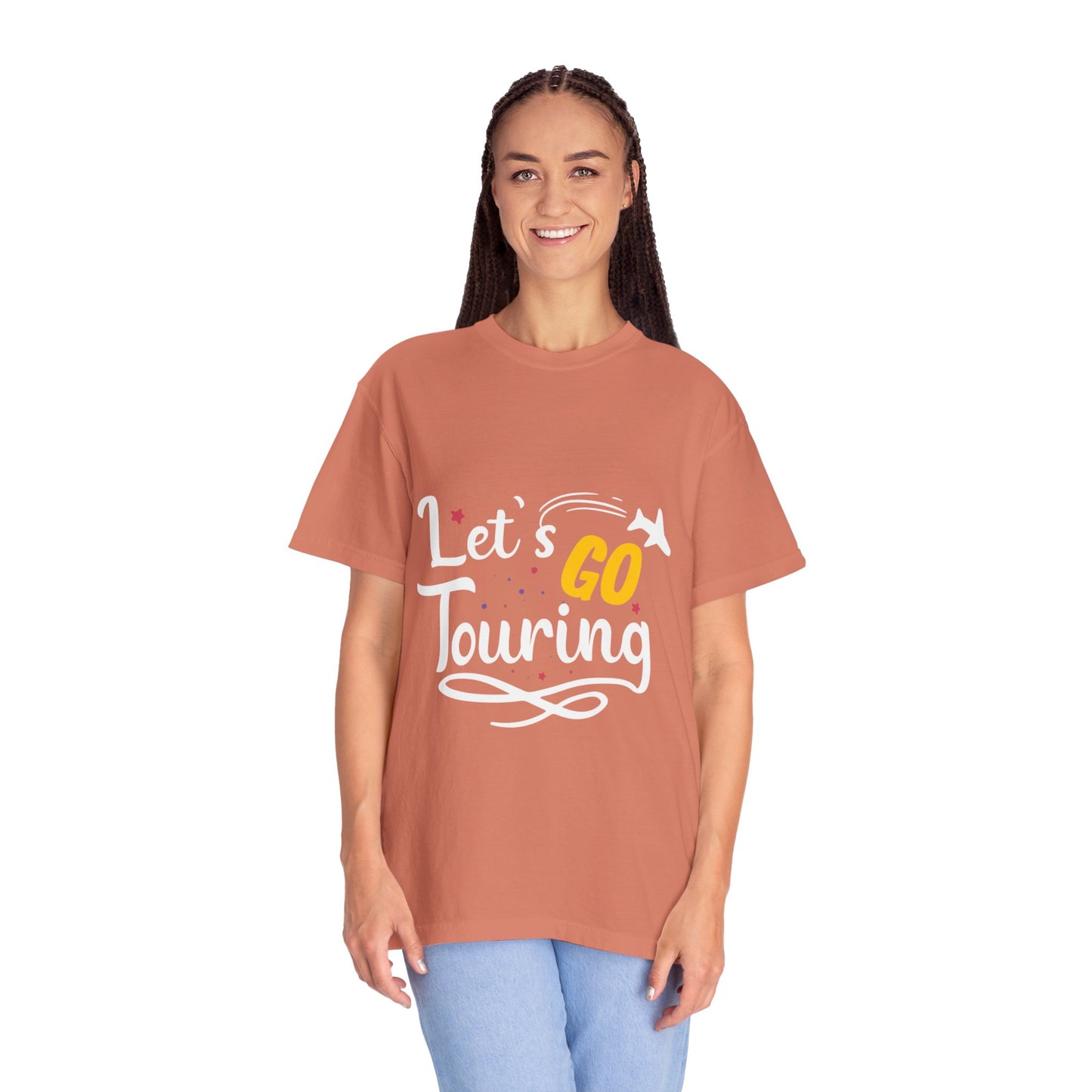Let’s Go Touring Trendy Tee Travel Addict Exploring Adventurous Tour Lover Tourist Journey Unisex Heavy Cotton T-Shirt