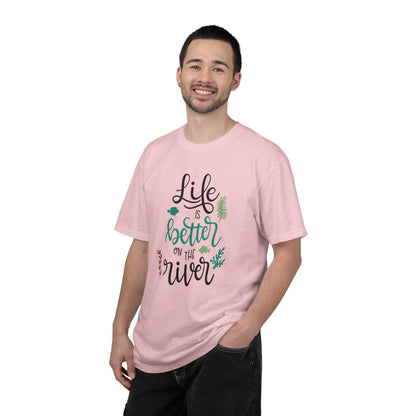 Life Is Better On The River Sand Seashells Waves Tee Elegance Glasses Amazing Fishes Unisex Heavy Cotton T-Shirt